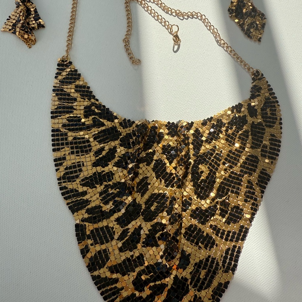 Necklace and dangle earrings Leopard Set NEW! - Picture 6 of 10